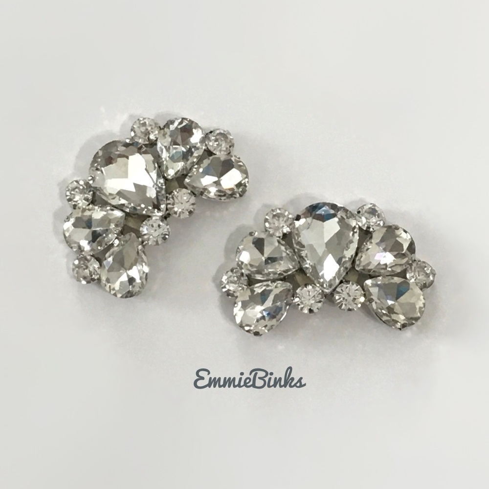New 2 Piece Rhinestone Crystal Shoe Clips / Bridal Formal Shoe Accent Jewelry - Picture 11 of 16